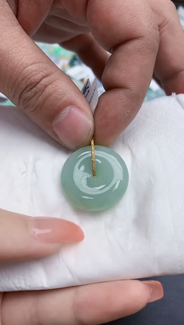 【闪购商品】翡翠颈饰18K金镶嵌天然缅甸翡翠A货