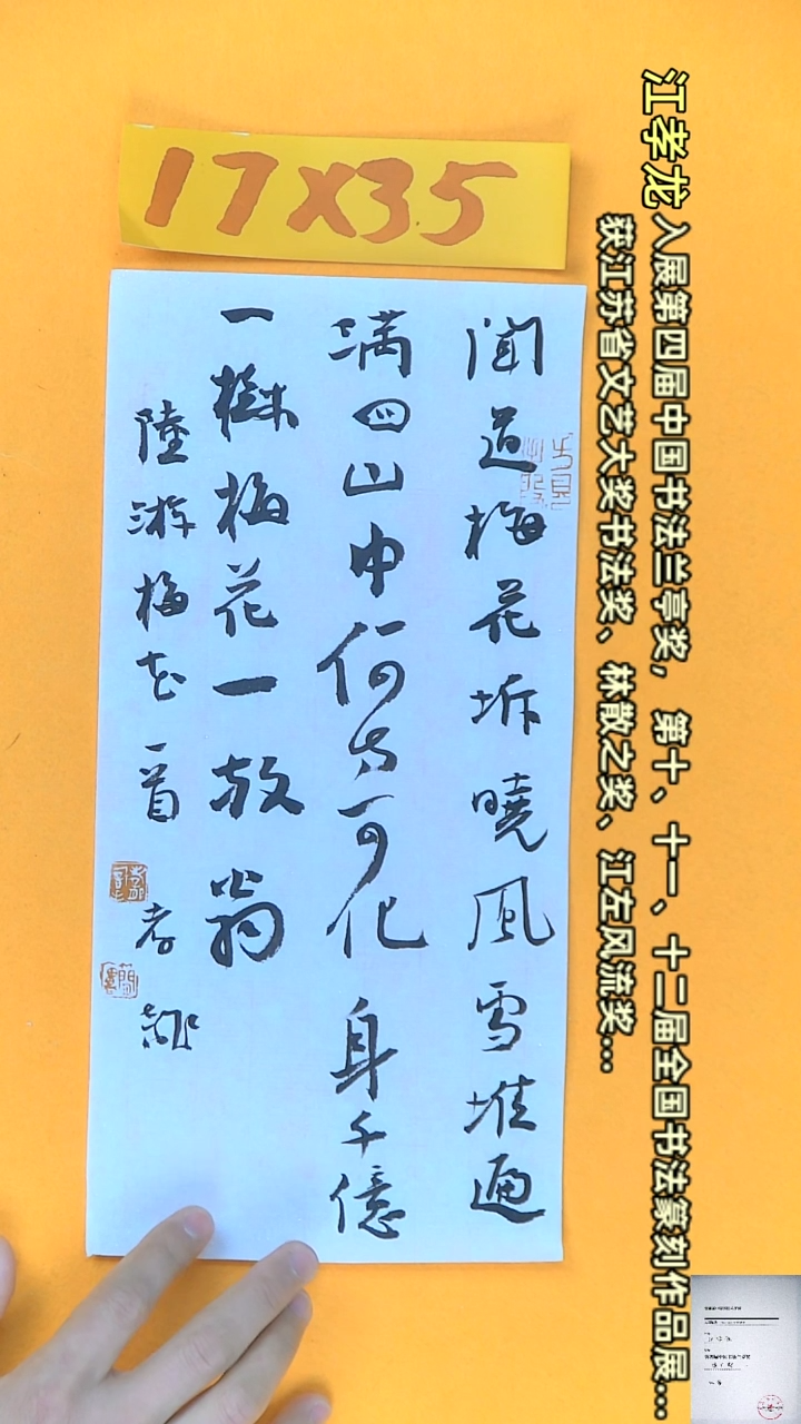 【闪购商品】书法江孝龙书法获奖同款字体梅花陆游17*35