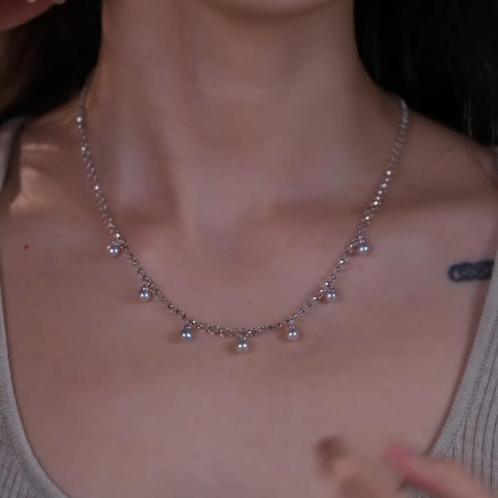 W10045丨铃兰 海水Akoya真多麻原色项链 S925银 多样性发一