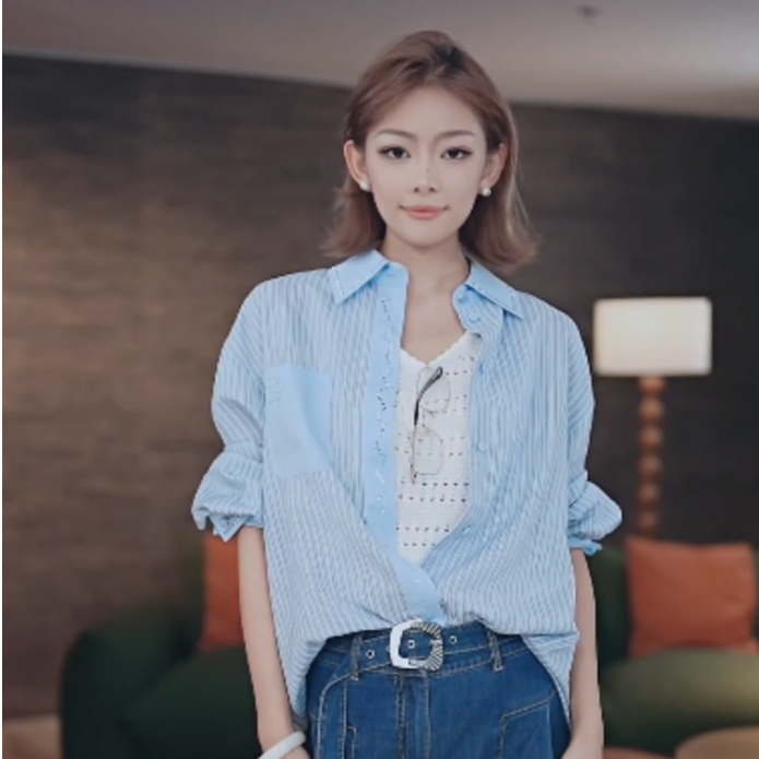 limil/丽米儿新款浅蓝色经典条纹衬衫930012