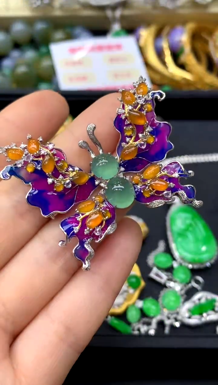 颈饰18K金镶嵌翡翠505-中国好珍宝