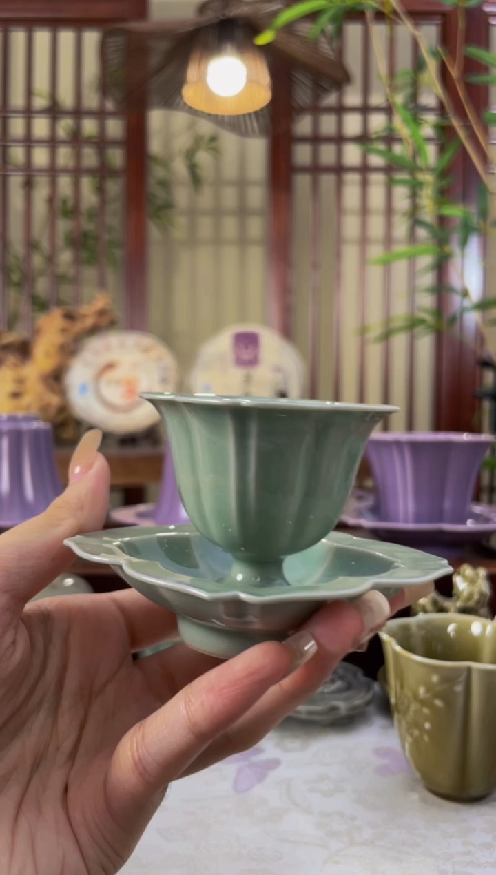 北溪堂-焦月色丁香高足杯