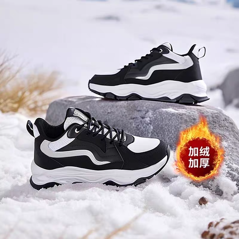 361°女式小香风加绒大棉鞋防滑耐磨全皮面防水加毛运动时尚鞋熊猫