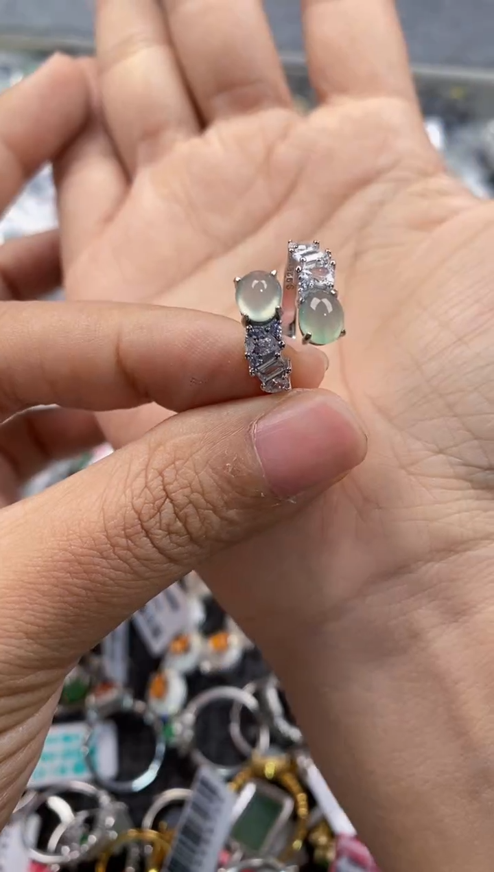 银S925镶嵌戒指翡翠444      4