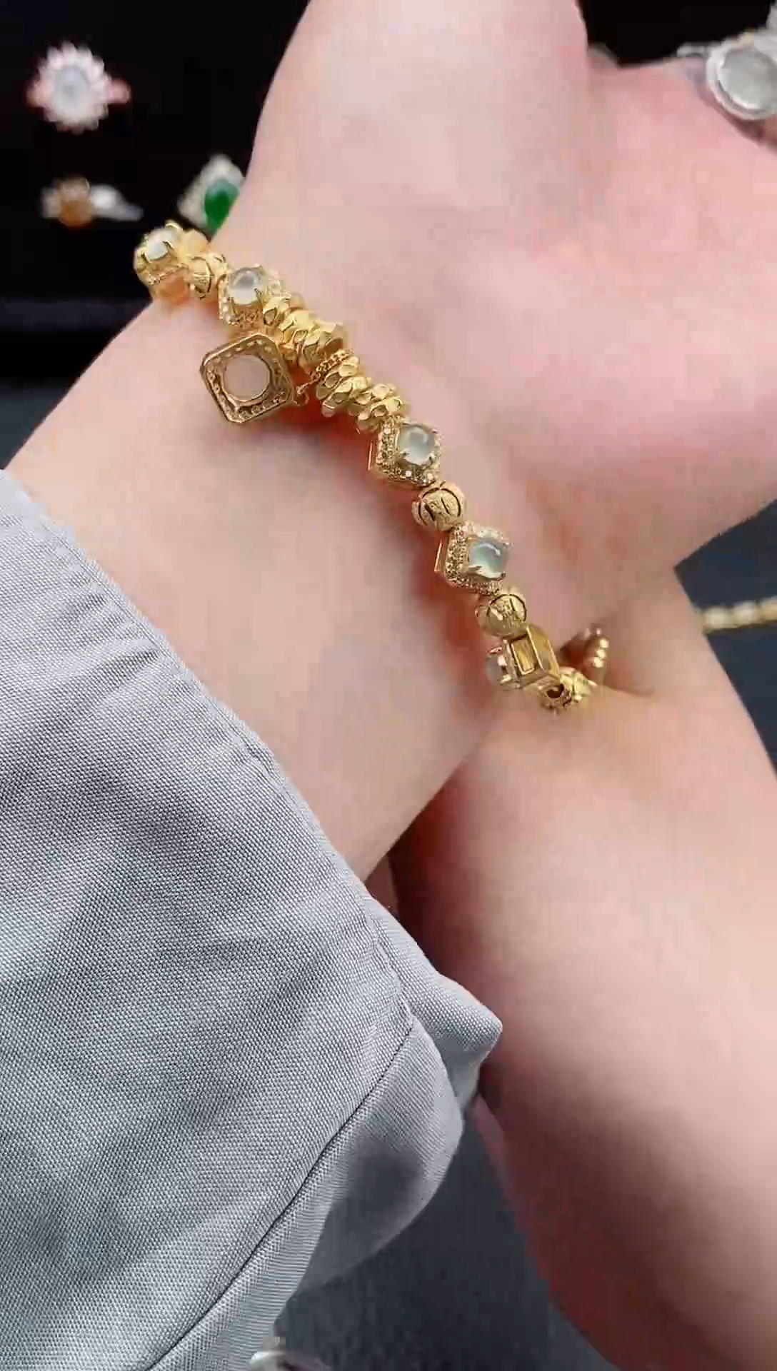 【闪购商品】翡翠手链银S925镶嵌手链00124