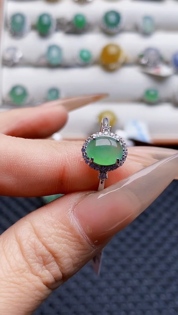 银S925镶嵌戒指翡翠1020