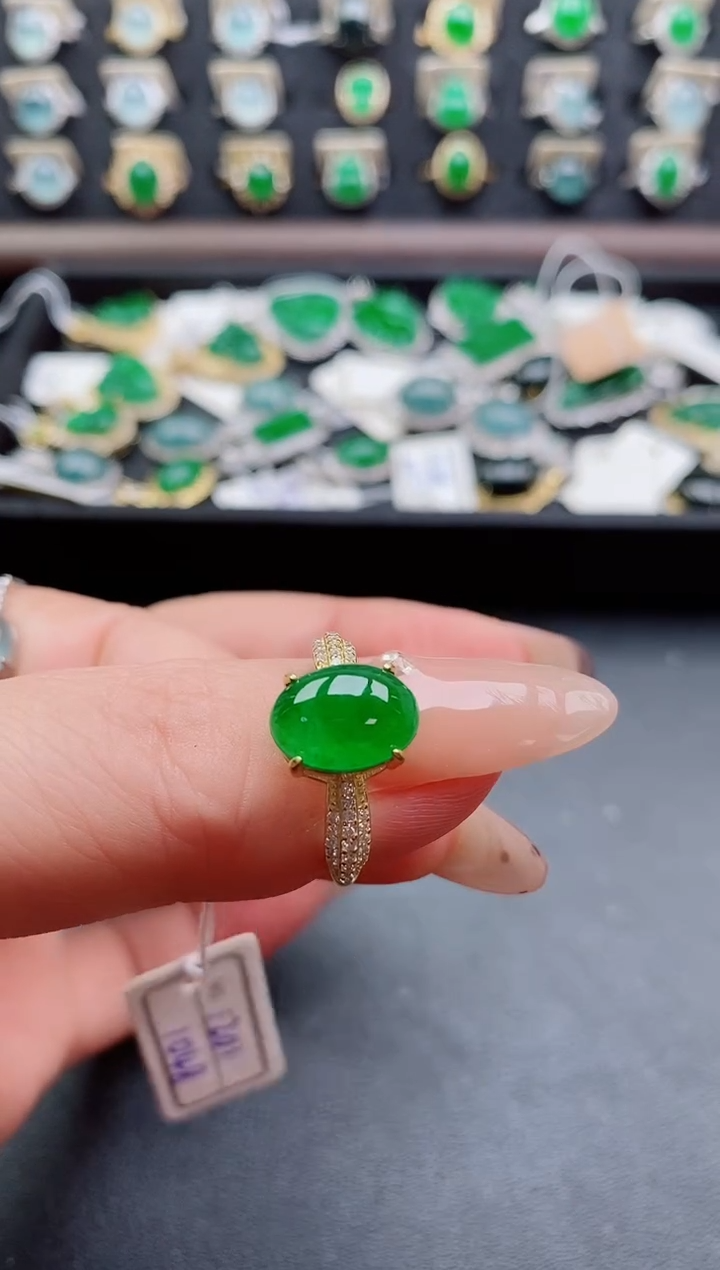 银S925镶嵌戒指翡翠1