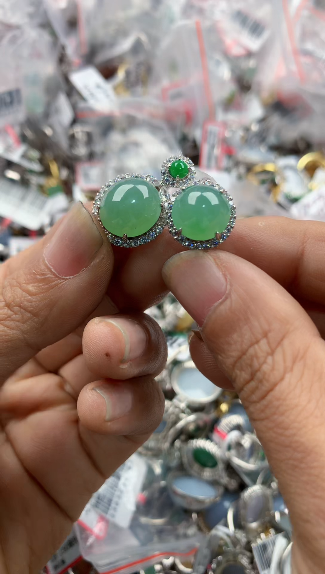 银S925镶嵌戒指翡翠1010---8