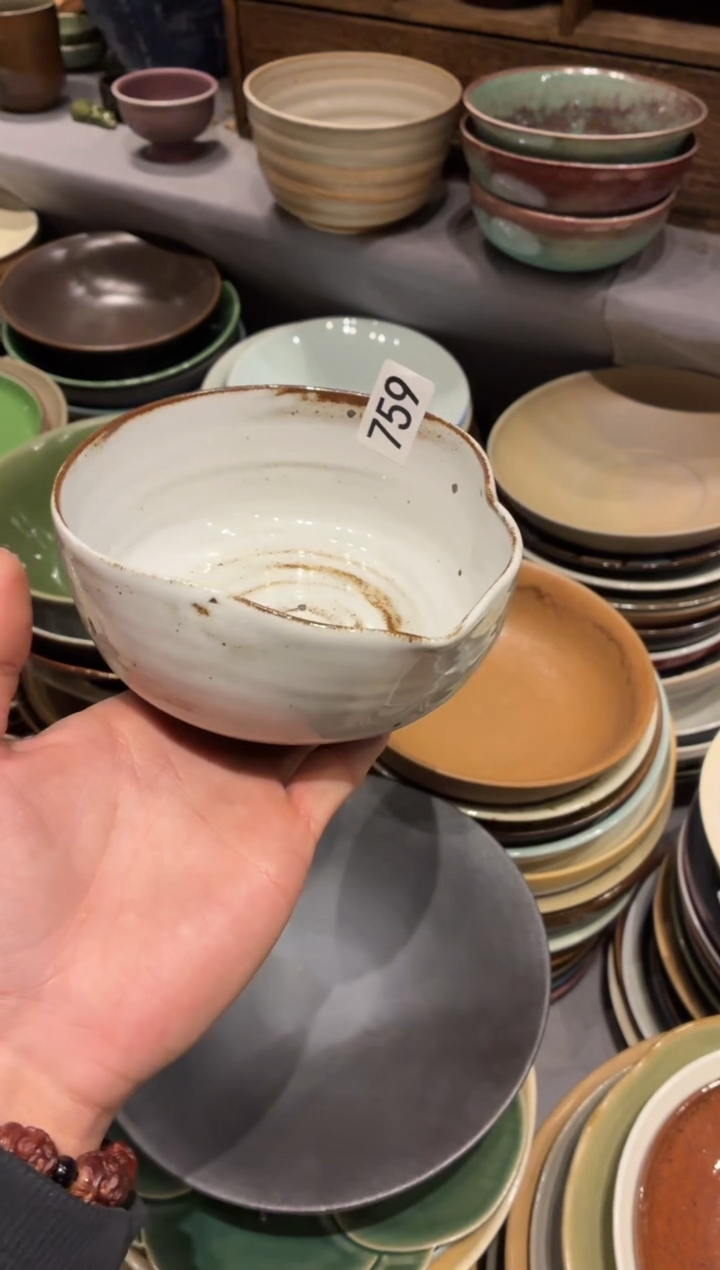 瓷片小**友759白麻点葫芦碗1个