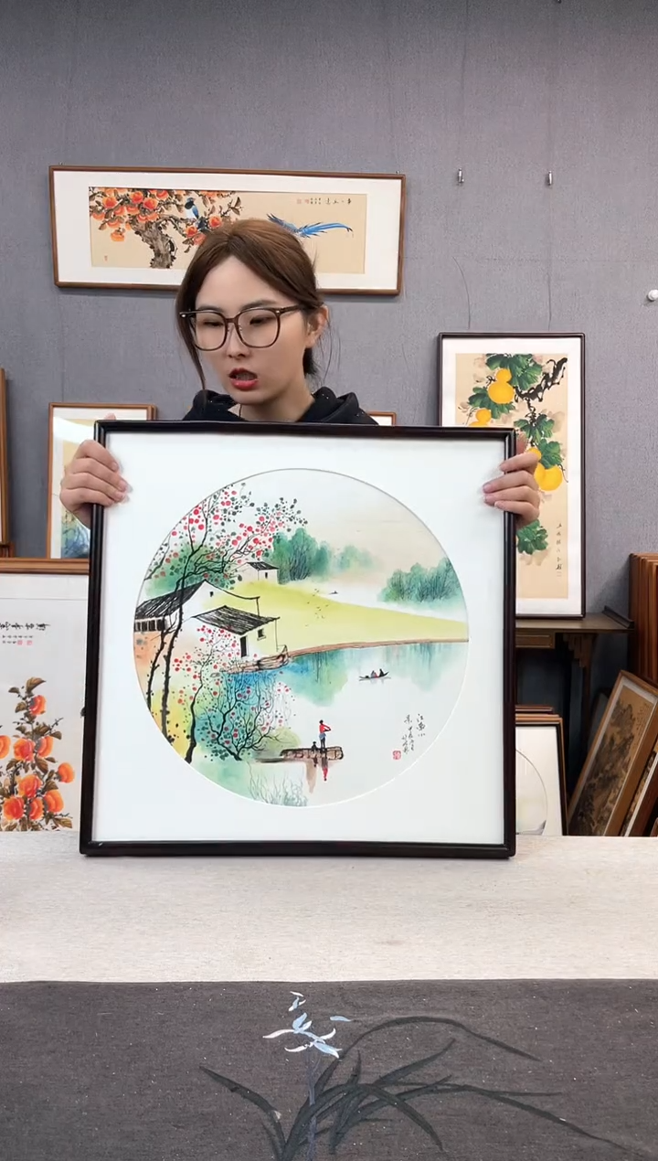 【闪购商品】国画手写手绘带框作品-52*52-王嘉诚