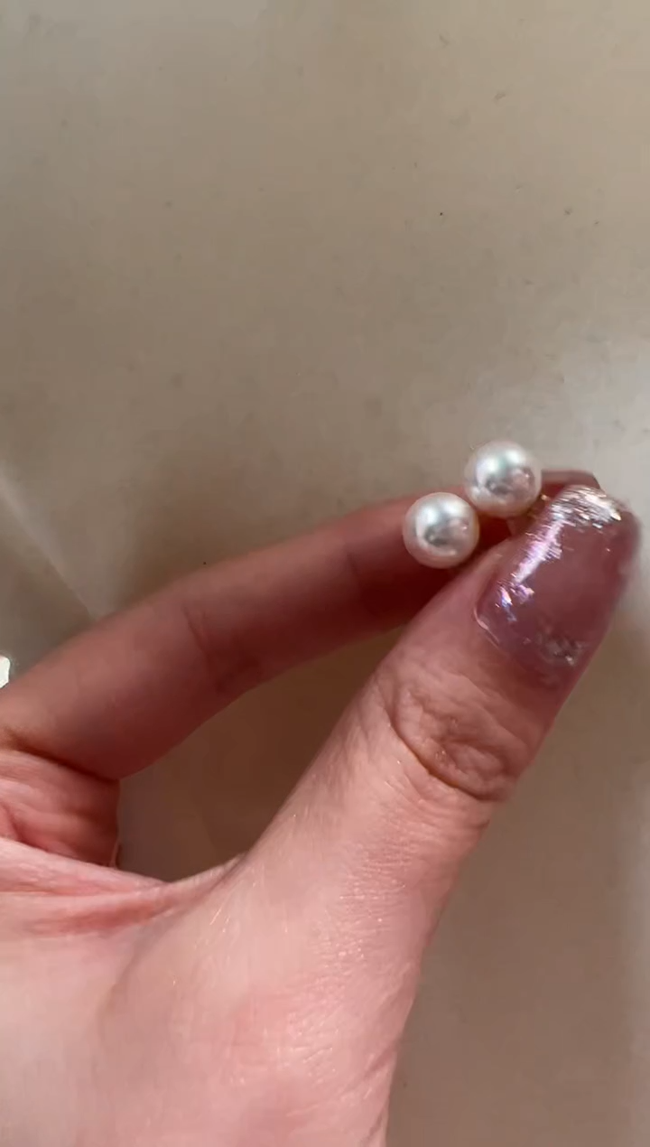 18K金镶嵌海水珍珠DA ak耳钉 xc004 8-9 