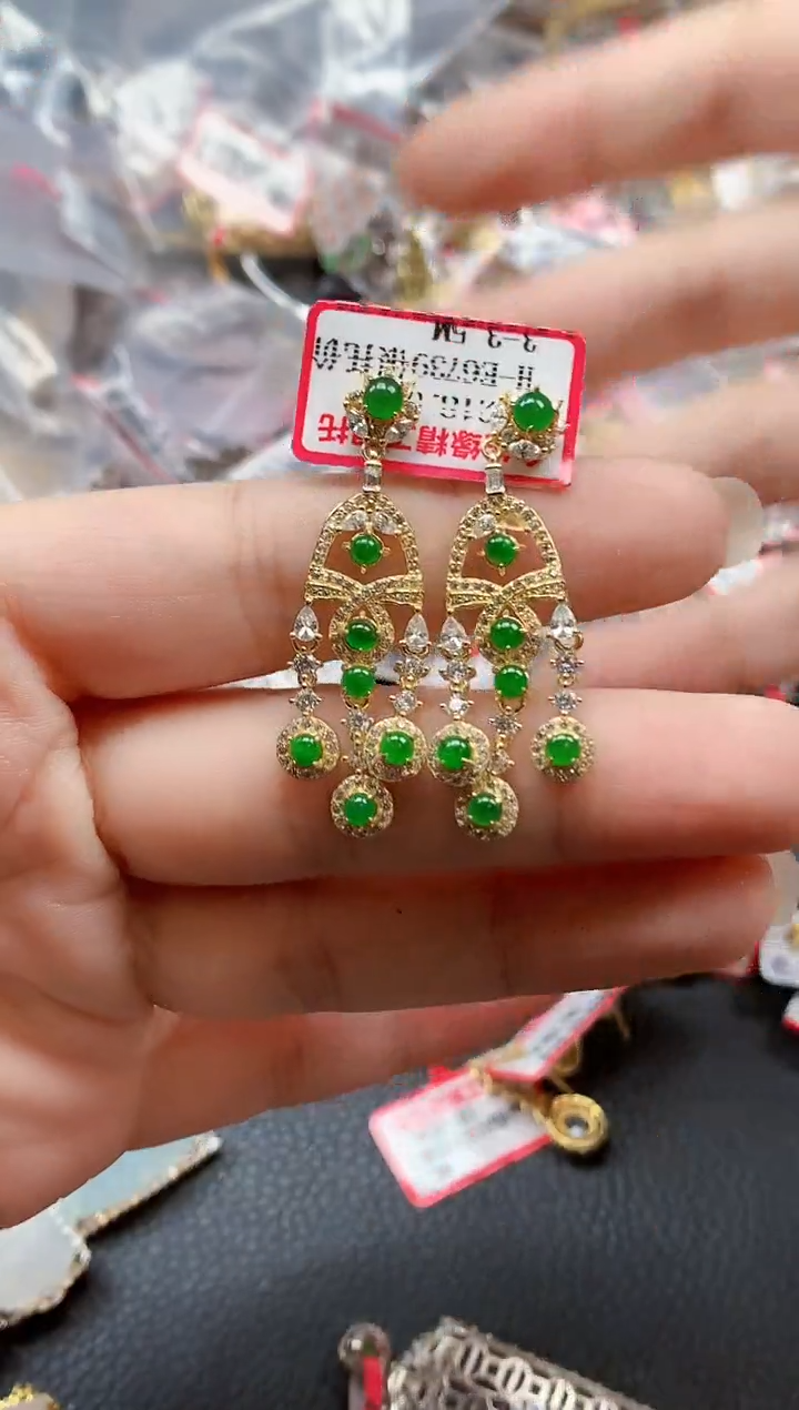 银S925镶嵌戒指翡翠天然A货缅甸翡翠