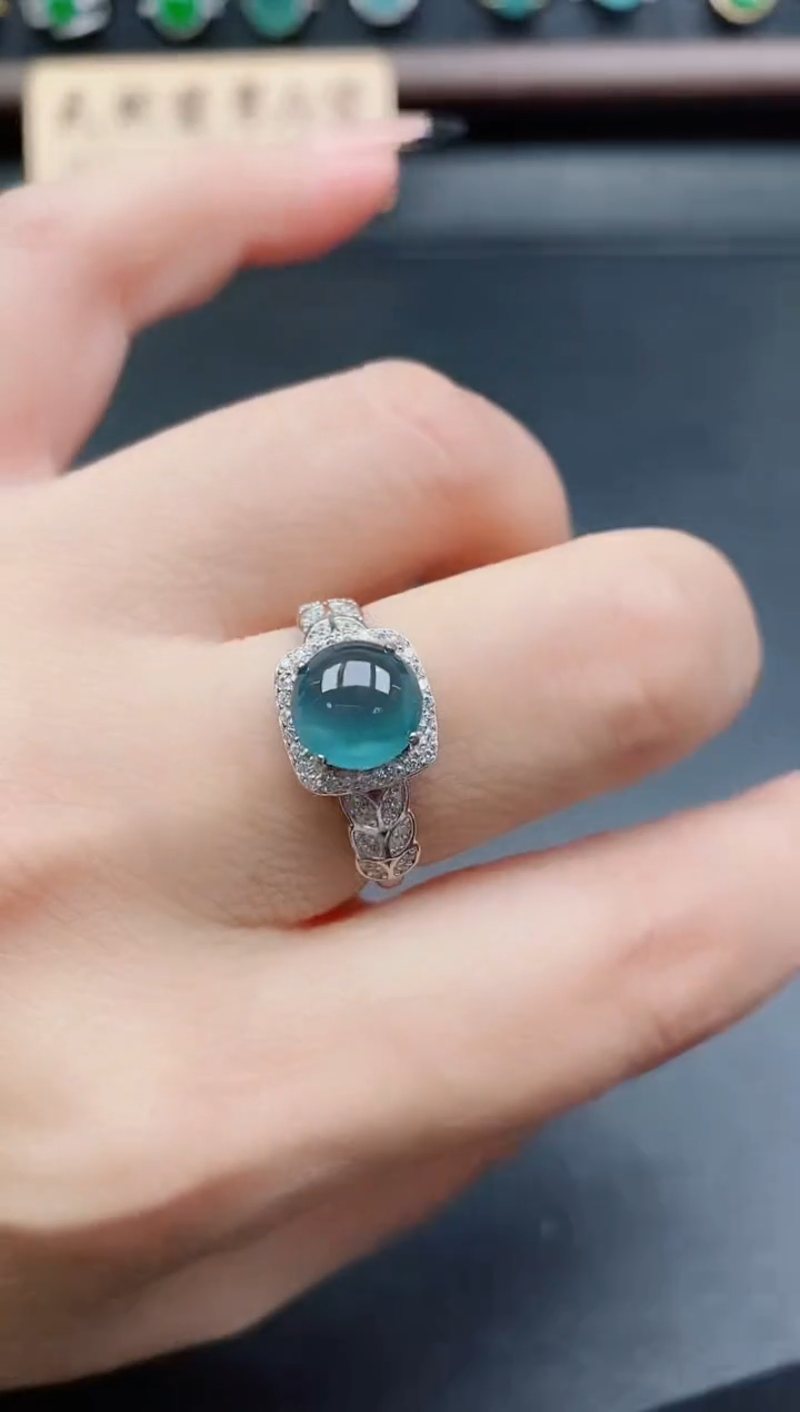 银S925镶嵌戒指翡翠1