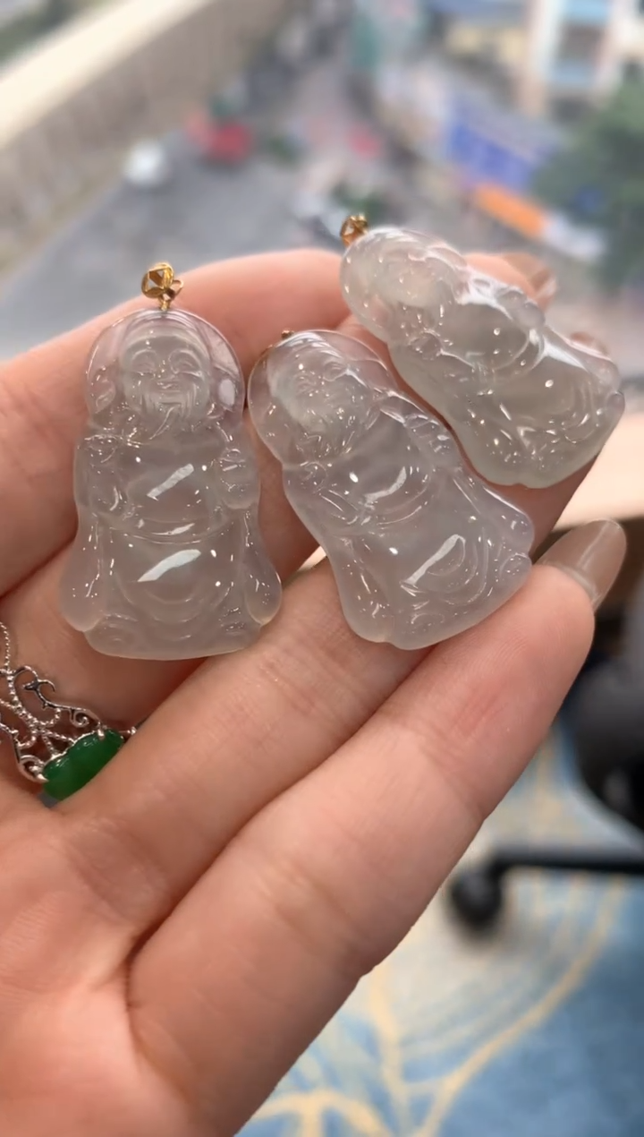 【闪购商品】翡翠吊坠(不含链)18K金镶嵌财神多样性发货1件