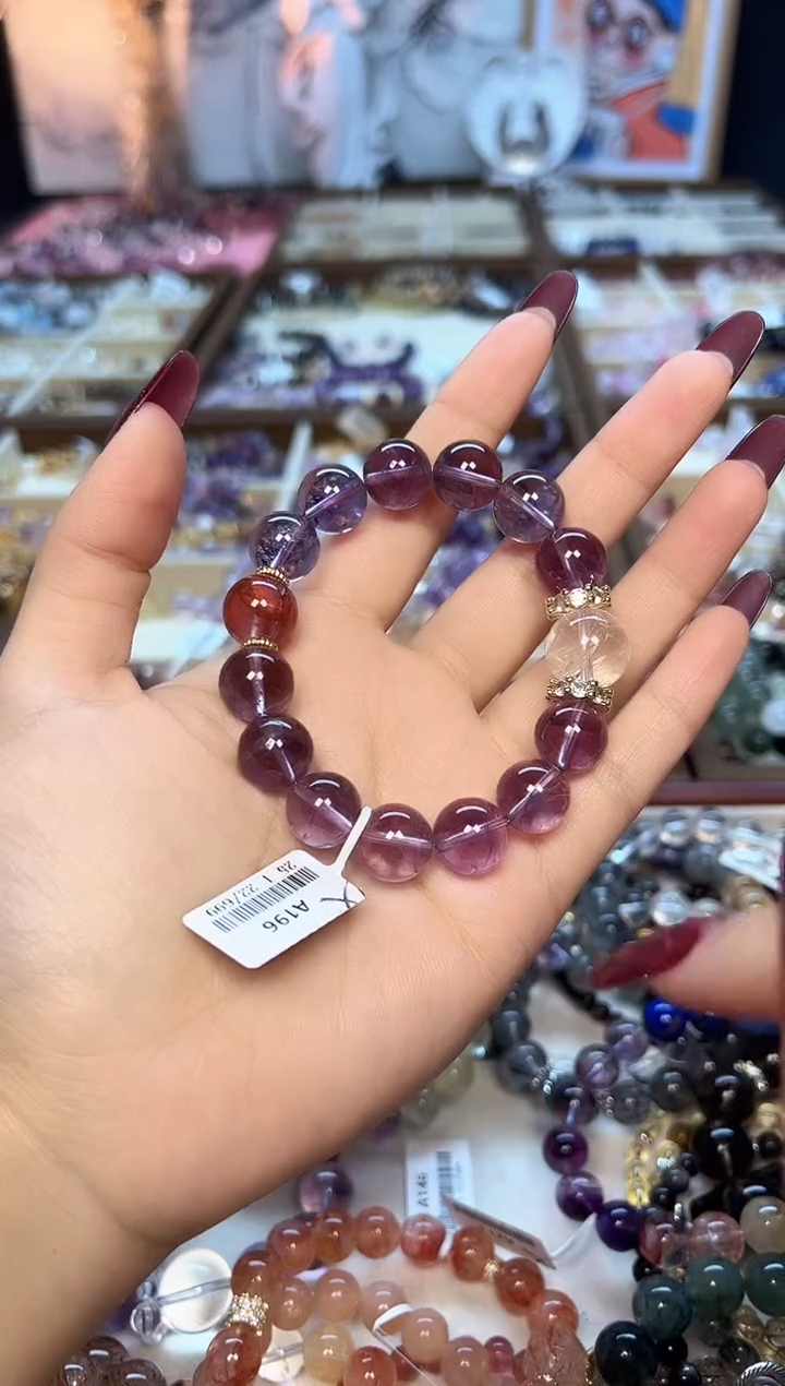 【闪购商品】水晶手链未镶嵌A196 天然紫水晶+白水晶