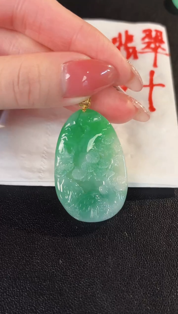 【闪购商品】翡翠颈饰18K金镶嵌缅料A货/支持复检/一件
