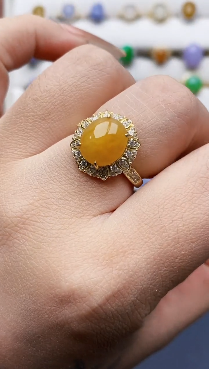 银S925镶嵌戒指翡翠3431