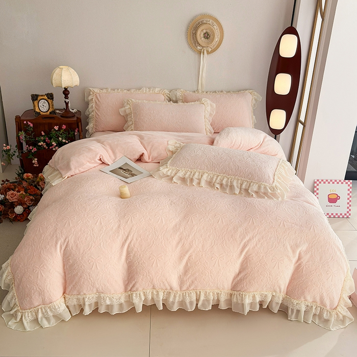 2025款栀悦系列绒面奶绒绒被床品套件毛绒降温牛奶牛奶绒加绒被套