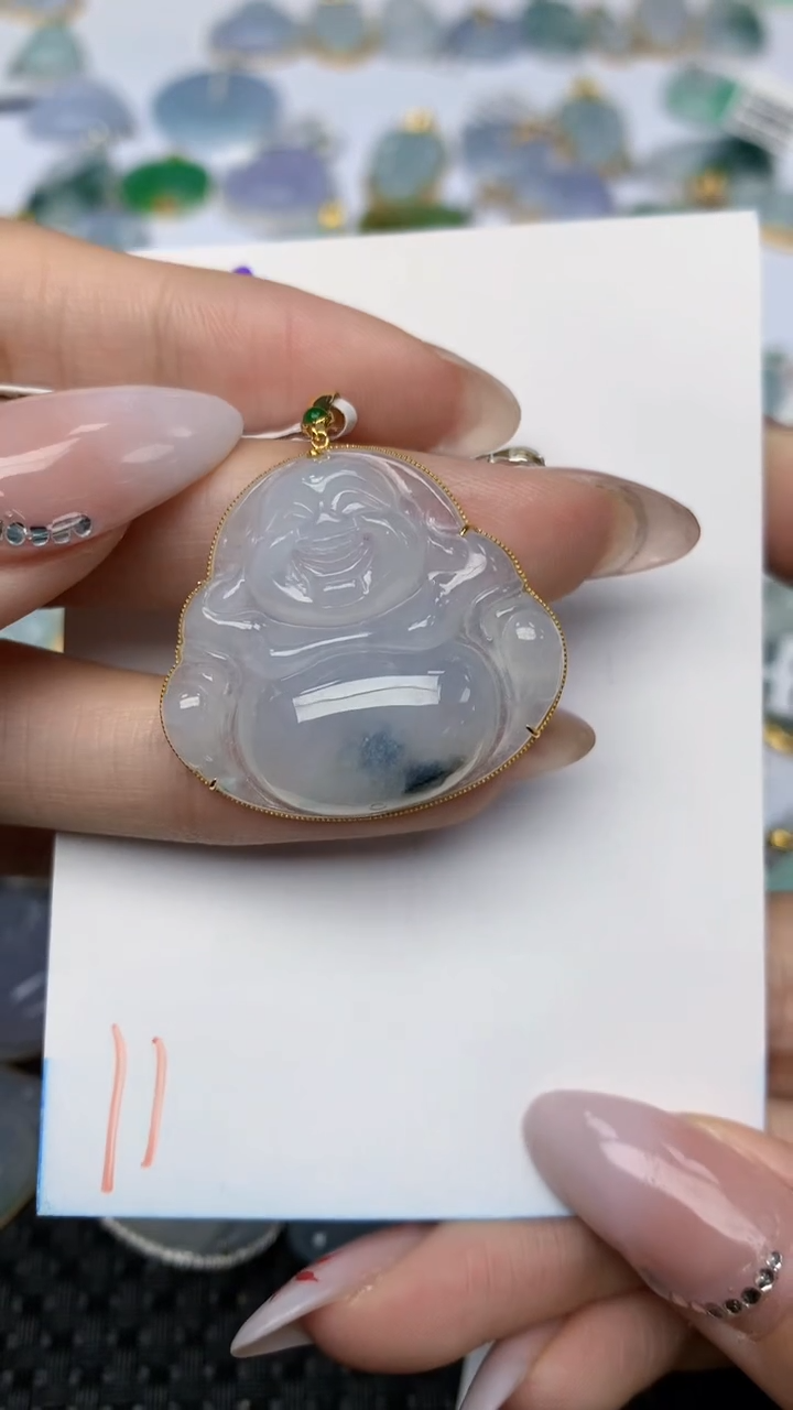 【闪购商品】翡翠颈饰18K金镶嵌天然翡翠A货