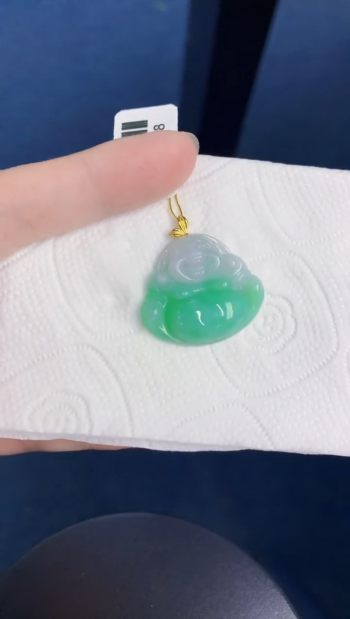 颈饰18K金镶嵌翡翠天然翡翠缅甸A货