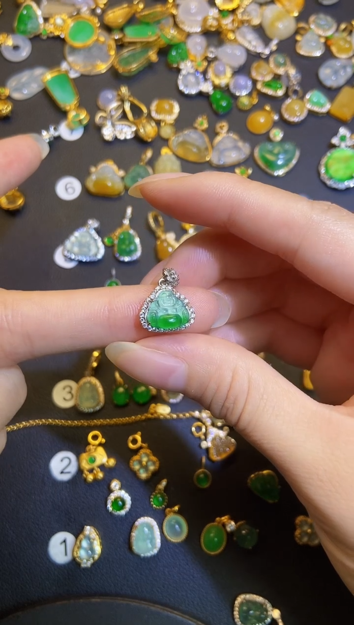 吊坠(不含链)银S925镶嵌翡翠1