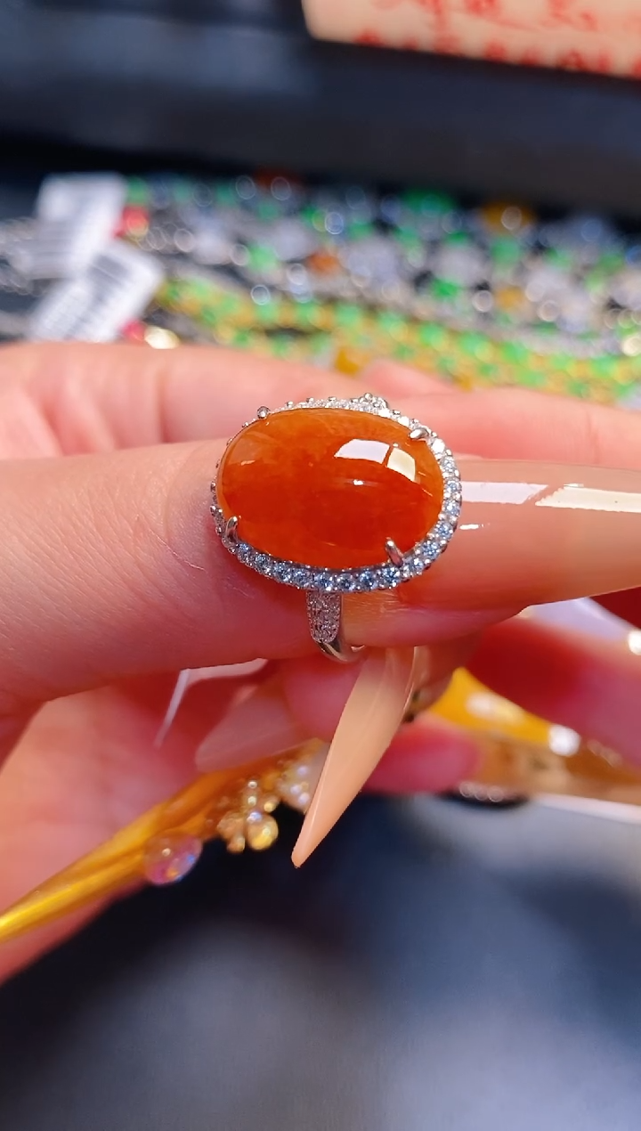 银S925镶嵌戒指翡翠天然