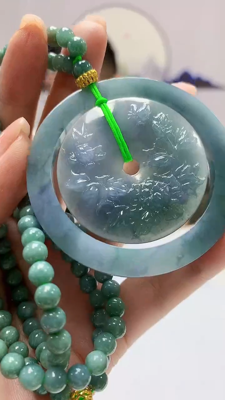 【闪购商品】定制翡翠未镶嵌5152ms-毛货160扣子赠珠链