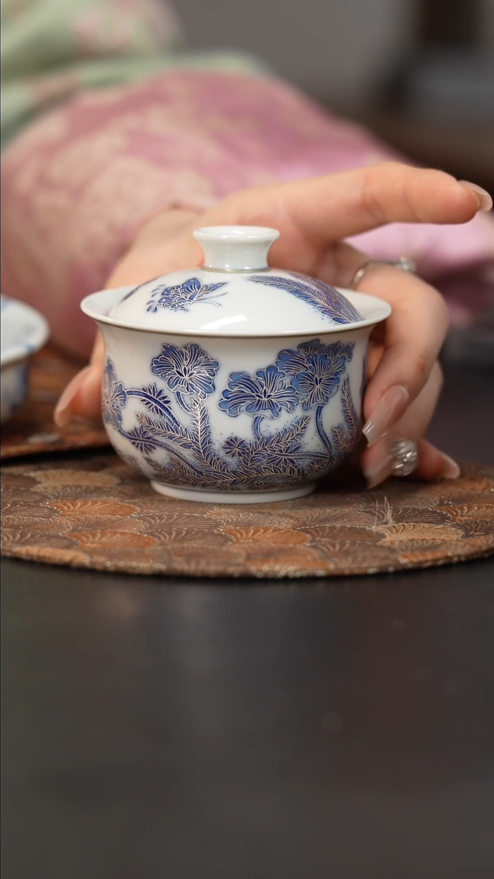 【闪购商品】杯四景堂青花描银