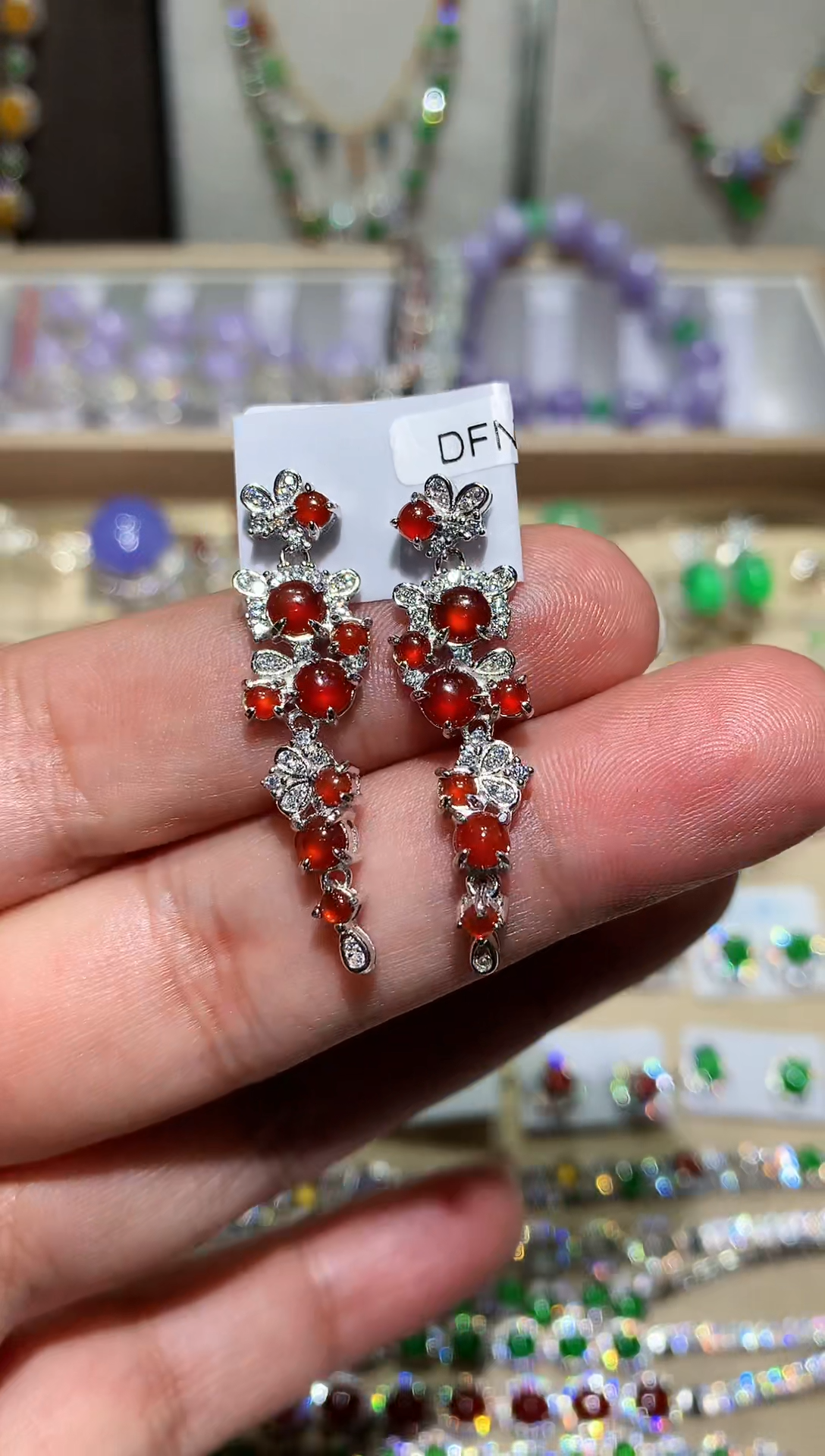 【闪购商品】翡翠耳饰未镶嵌红翡耳坠