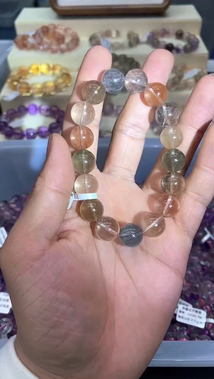 未镶嵌手串水晶多**店4彩兔毛12.5mm