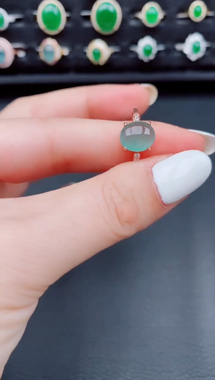 【闪购商品】翡翠戒指银S925镶嵌天然a货翡翠21