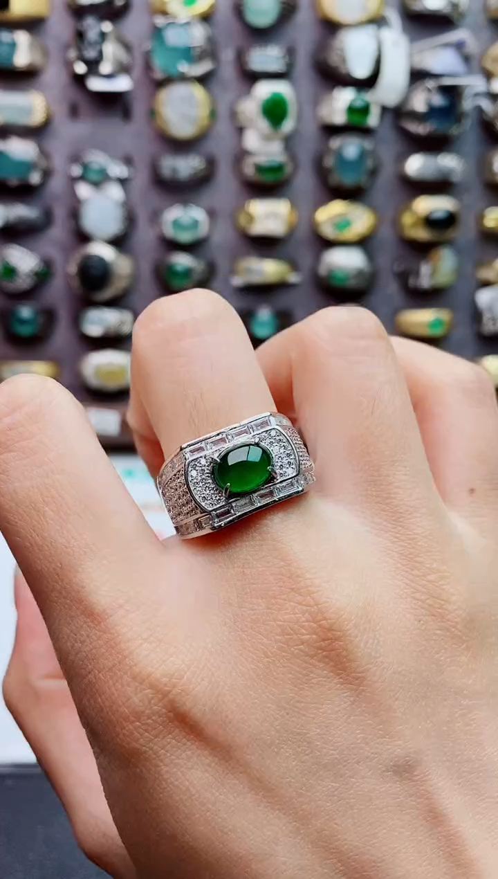 未镶嵌戒指翡翠彬**彬天然翡翠男戒