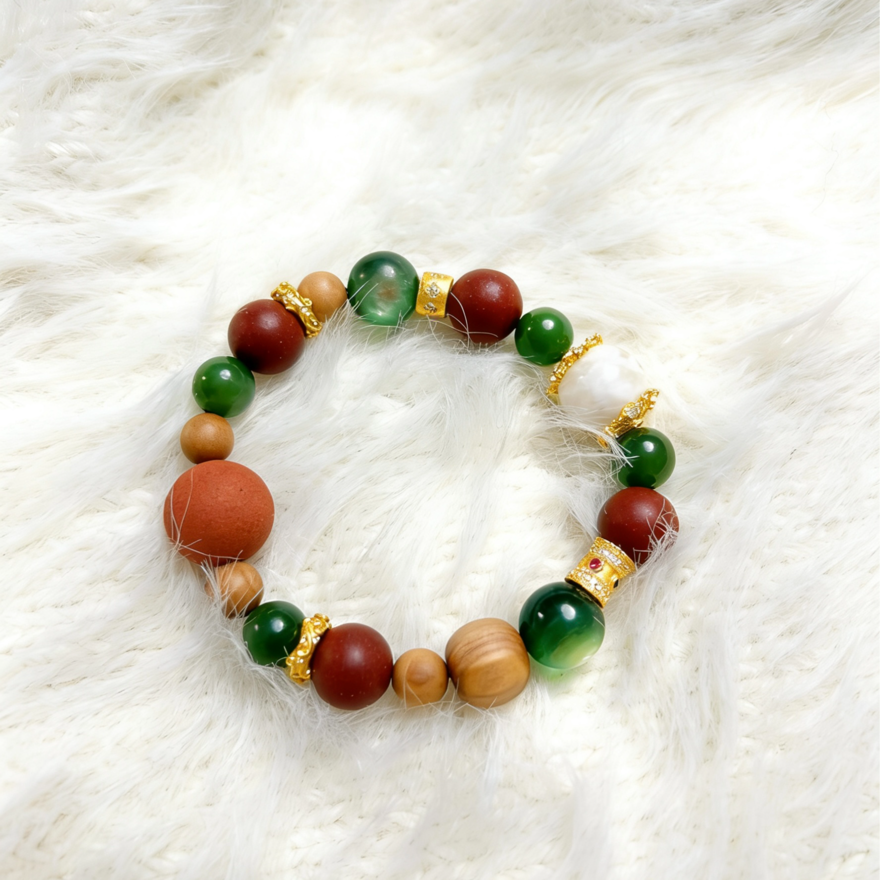 【红麝五行香珠圣诞限定款】1.5红麝香+1.2大苏合*4+碧玉和田玉*4