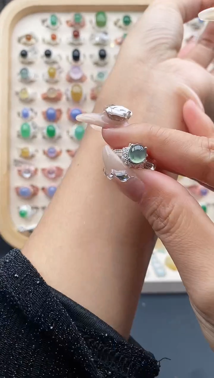 【闪购商品】翡翠戒指未镶嵌缅甸天然A货翡翠444  2+1