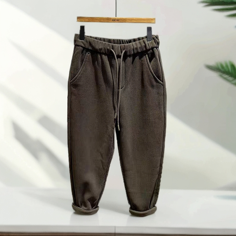 冬季新款加绒加厚休闲裤子男士宽松直筒裤百搭锥形长裤5318