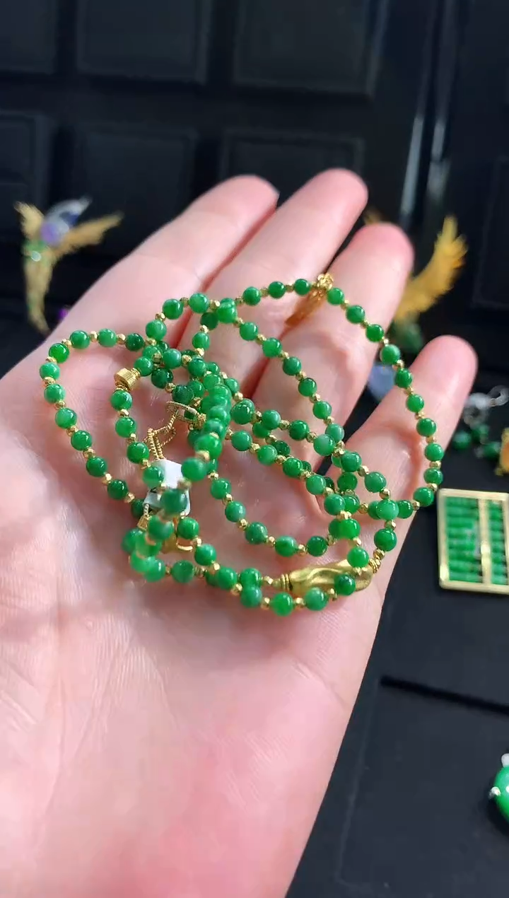 【闪购商品】翡翠颈饰18K金镶嵌珠串