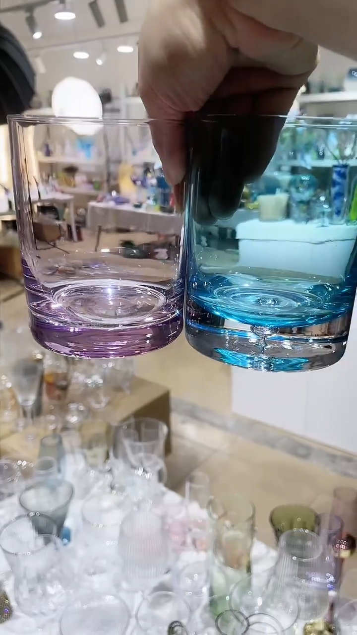 【闪购商品】水晶玻璃1粉1蓝不同款的水杯