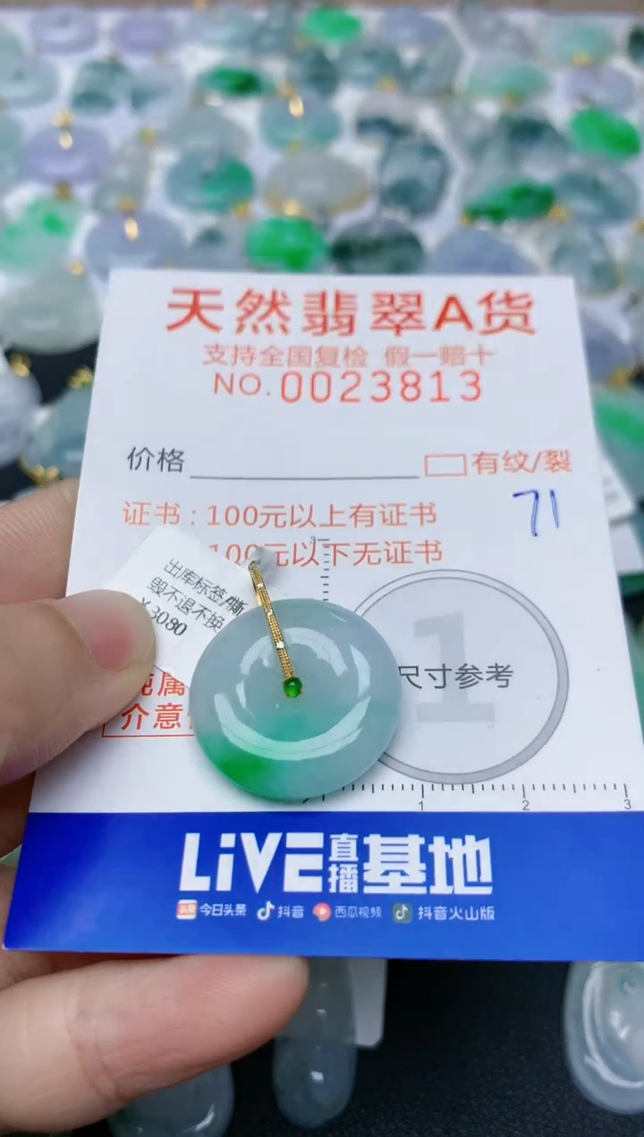 【闪购商品】翡翠颈饰18K金镶嵌天然翡翠A货    