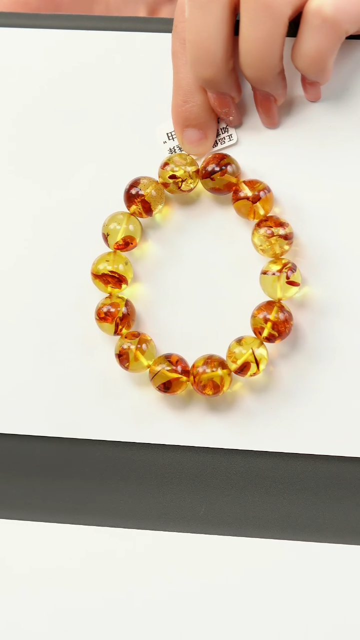 【闪购商品】琥珀（花珀）手链未镶嵌花珀15+单圈手串