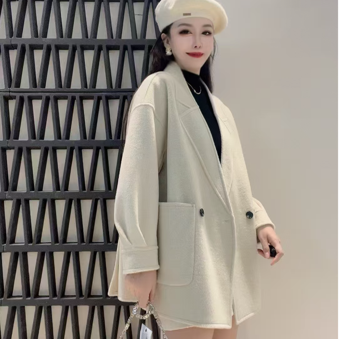 96029 春季新款时尚百搭女士双面羊毛短款大衣 三楼 F