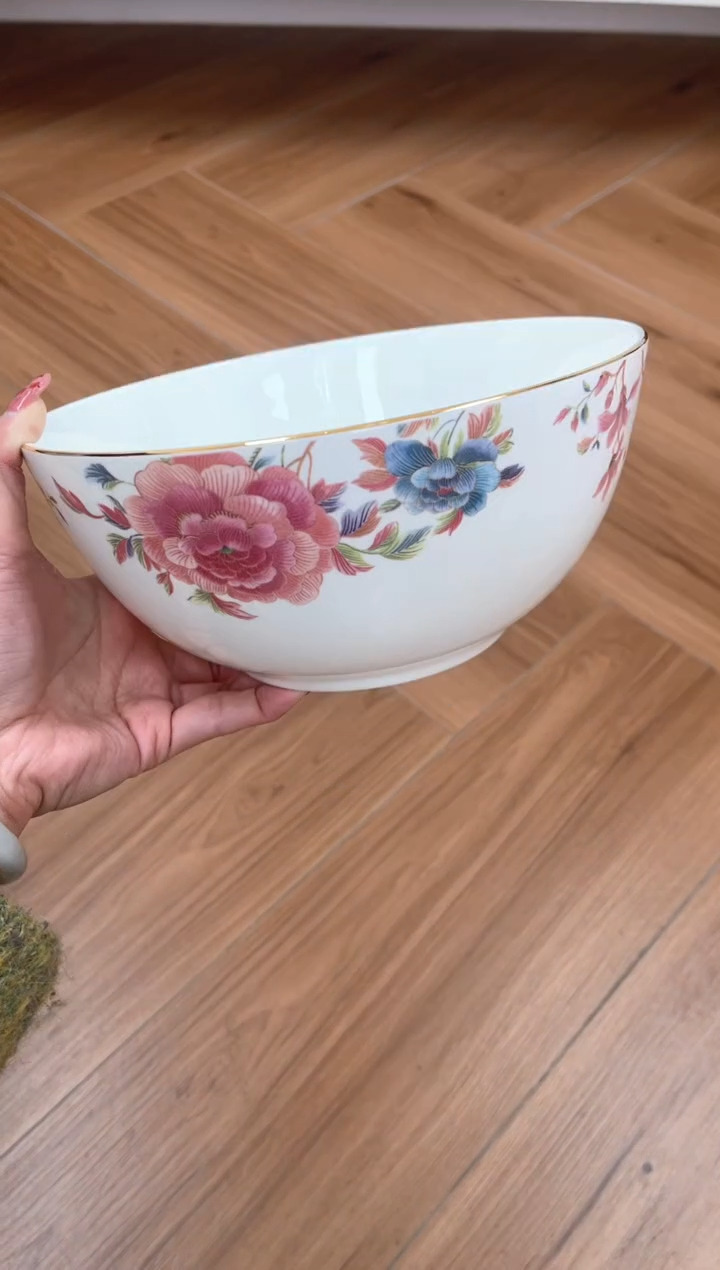 【闪购商品】碗玫瑰高骨骨瓷大汤碗