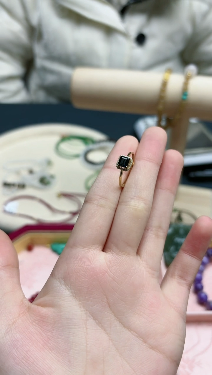 【闪购商品】碧玺戒指18K金镶嵌18k金蓝碧玺戒指*1 GW