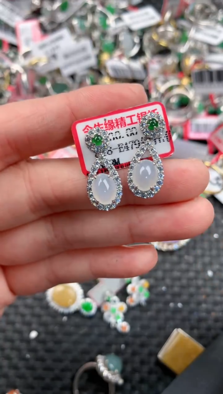 银S925镶嵌戒指翡翠666     6