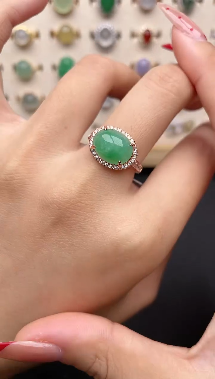 【闪购商品】翡翠戒指银S925镶嵌一物一证一礼盒