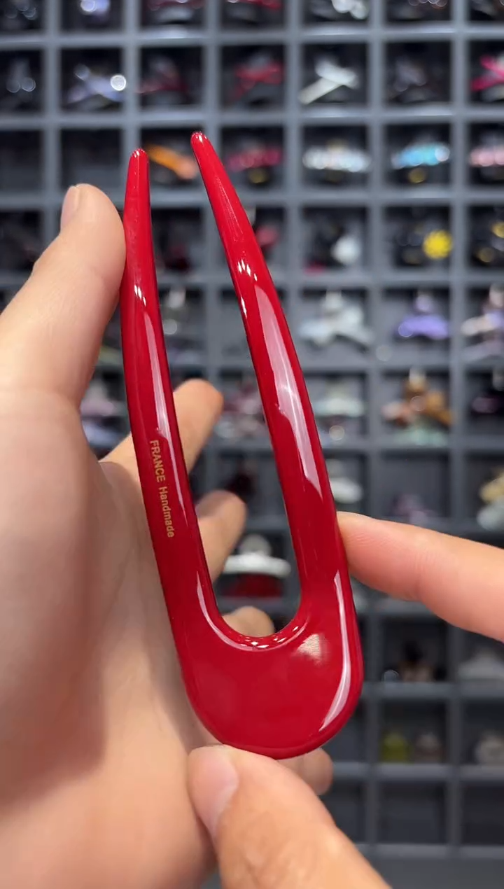 醋酸非金属韩国醋酸品牌发饰12cmu形发簪一支正红