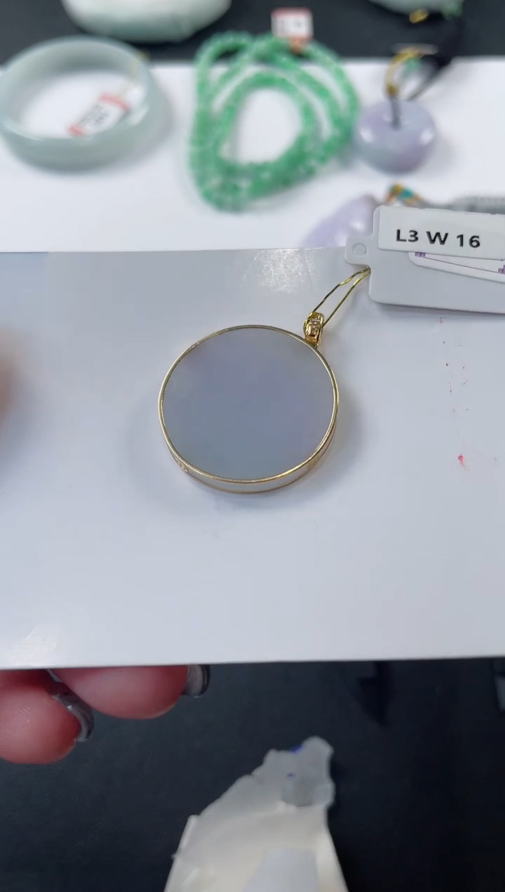 颈饰18K金镶嵌翡翠基地发货H 6129 