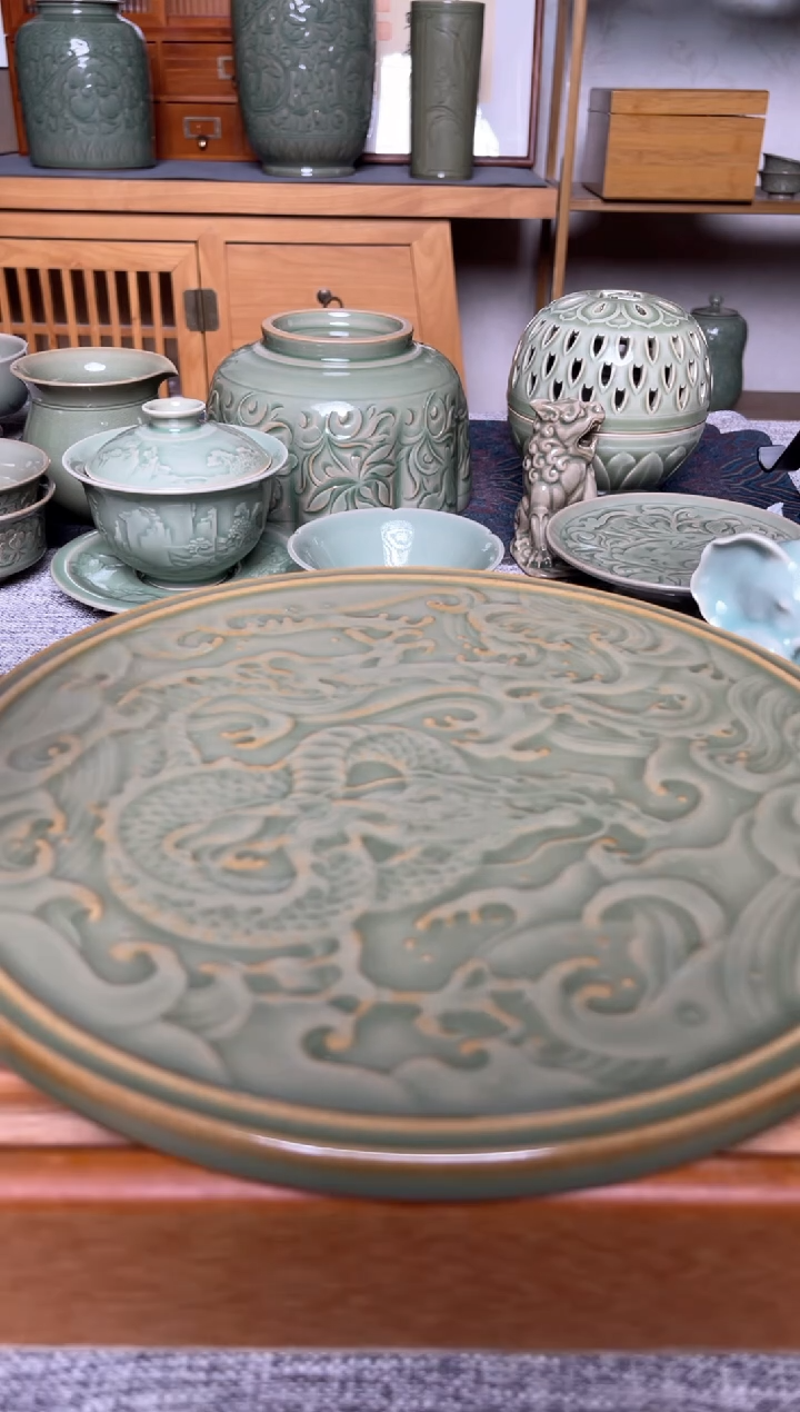 【闪购商品】其他橄榄绿龙纹干泡台