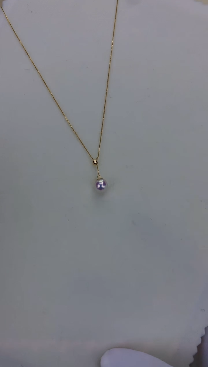 18K金镶嵌DA海水珍珠 GD013 8-8.5 天女Y链