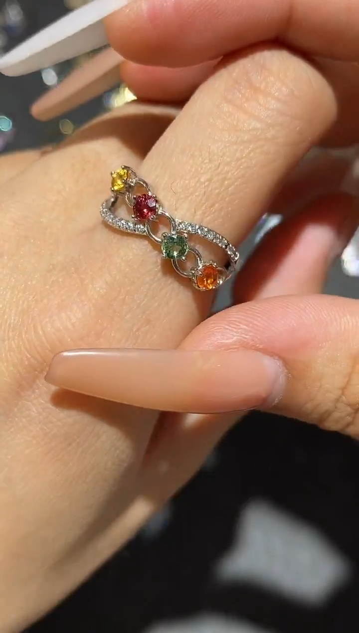 戒指蓝宝石银S925镶嵌戒指