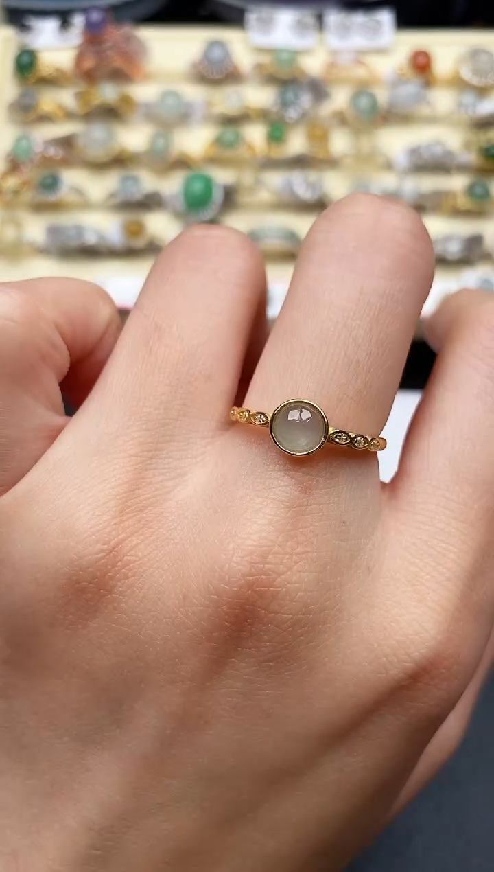 【闪购商品】翡翠戒指银S925镶嵌44444444+4